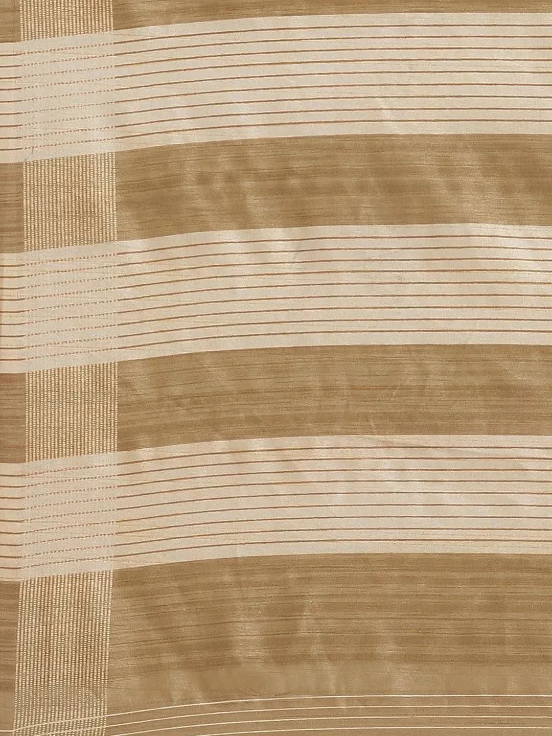 Beige Printed Silk Saree - Libas