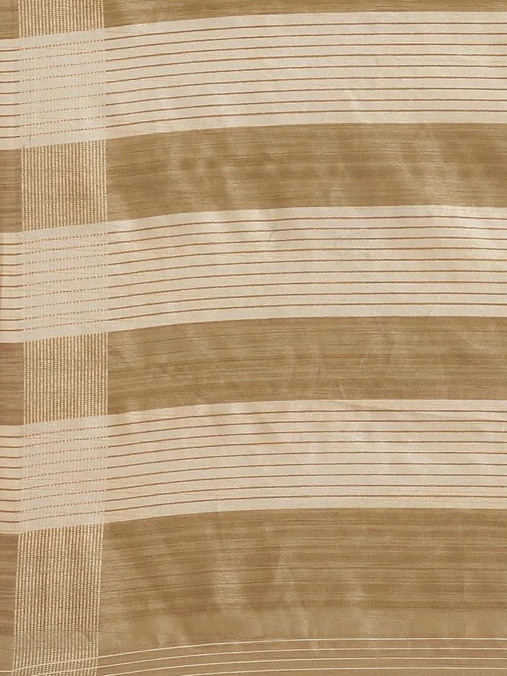 Beige Printed Silk Saree - Libas