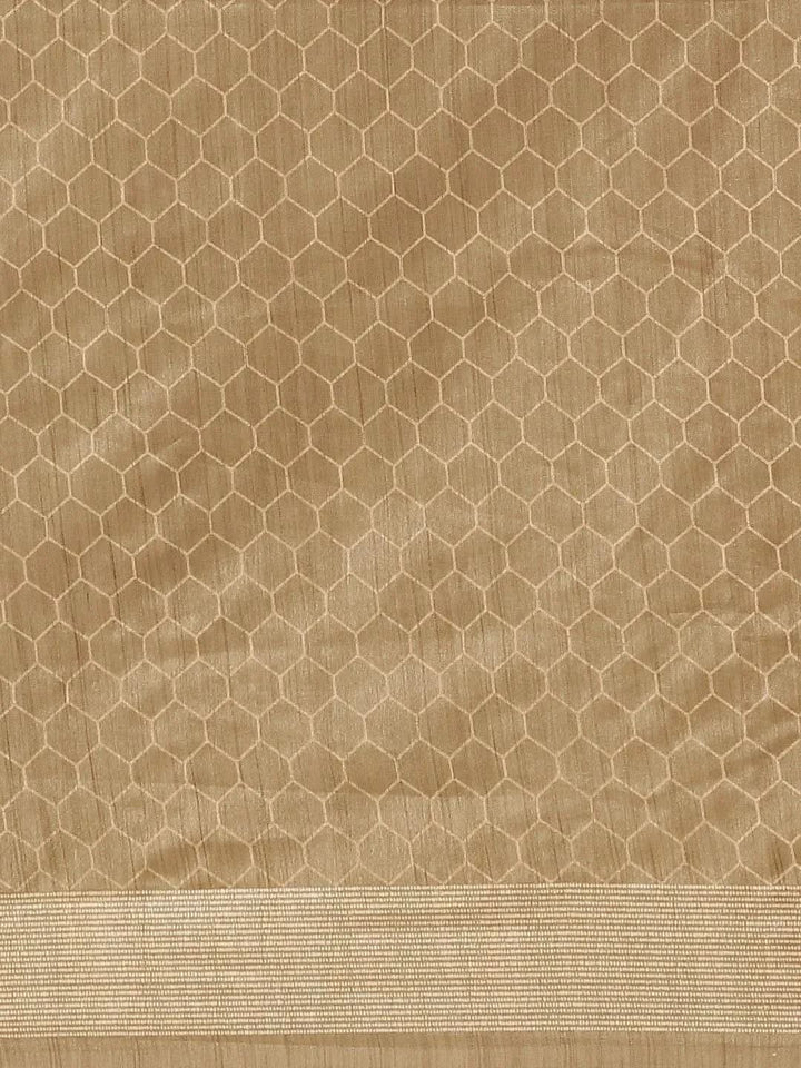 Beige Printed Silk Saree - Libas