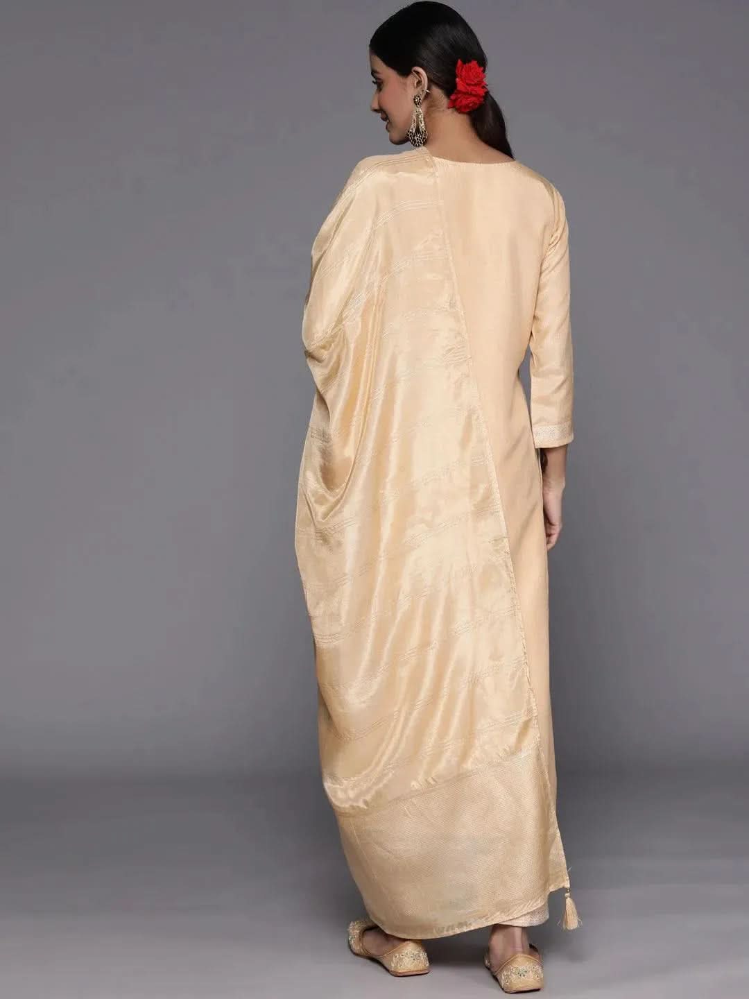 Beige Self Design Silk Blend Straight Kurta With Trousers & Dupatta
Beige Self Design Silk Blend Straight Kurta With Trousers & Dupatta