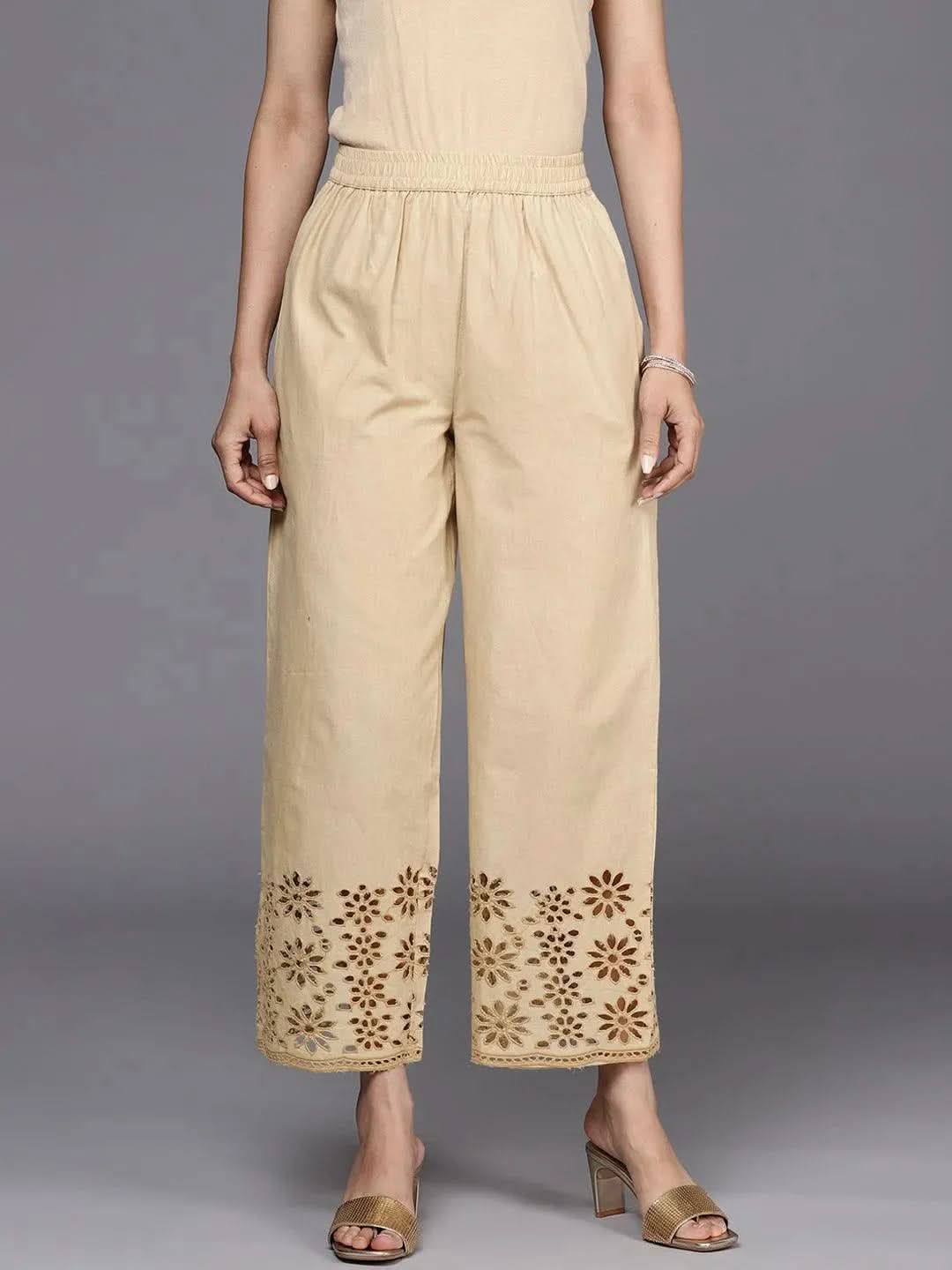 Beige Solid Cotton Palazzos
Beige Solid Cotton Palazzos