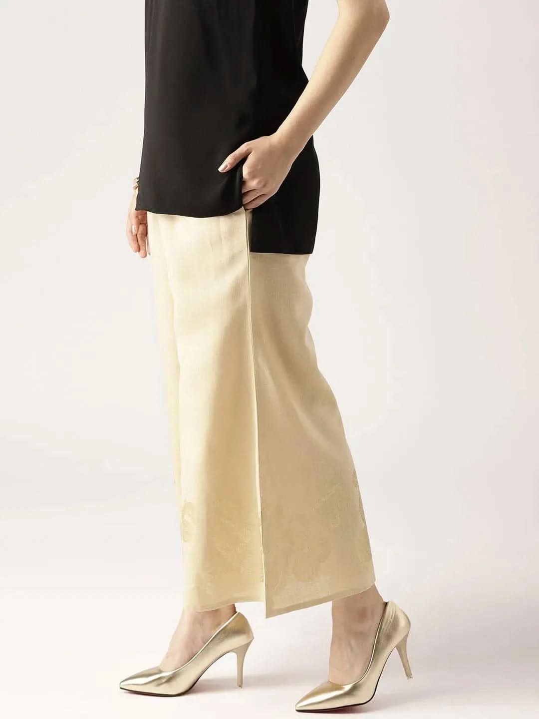 Beige Solid Cotton Palazzos
Beige Solid Cotton Palazzos