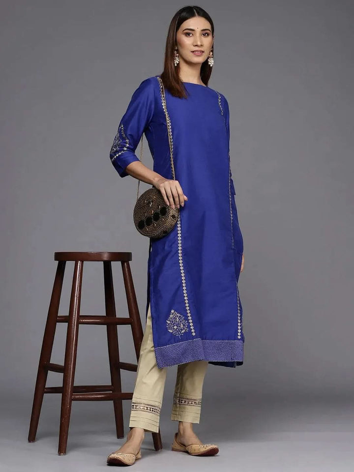 Beige Solid Cotton Trousers - Libas