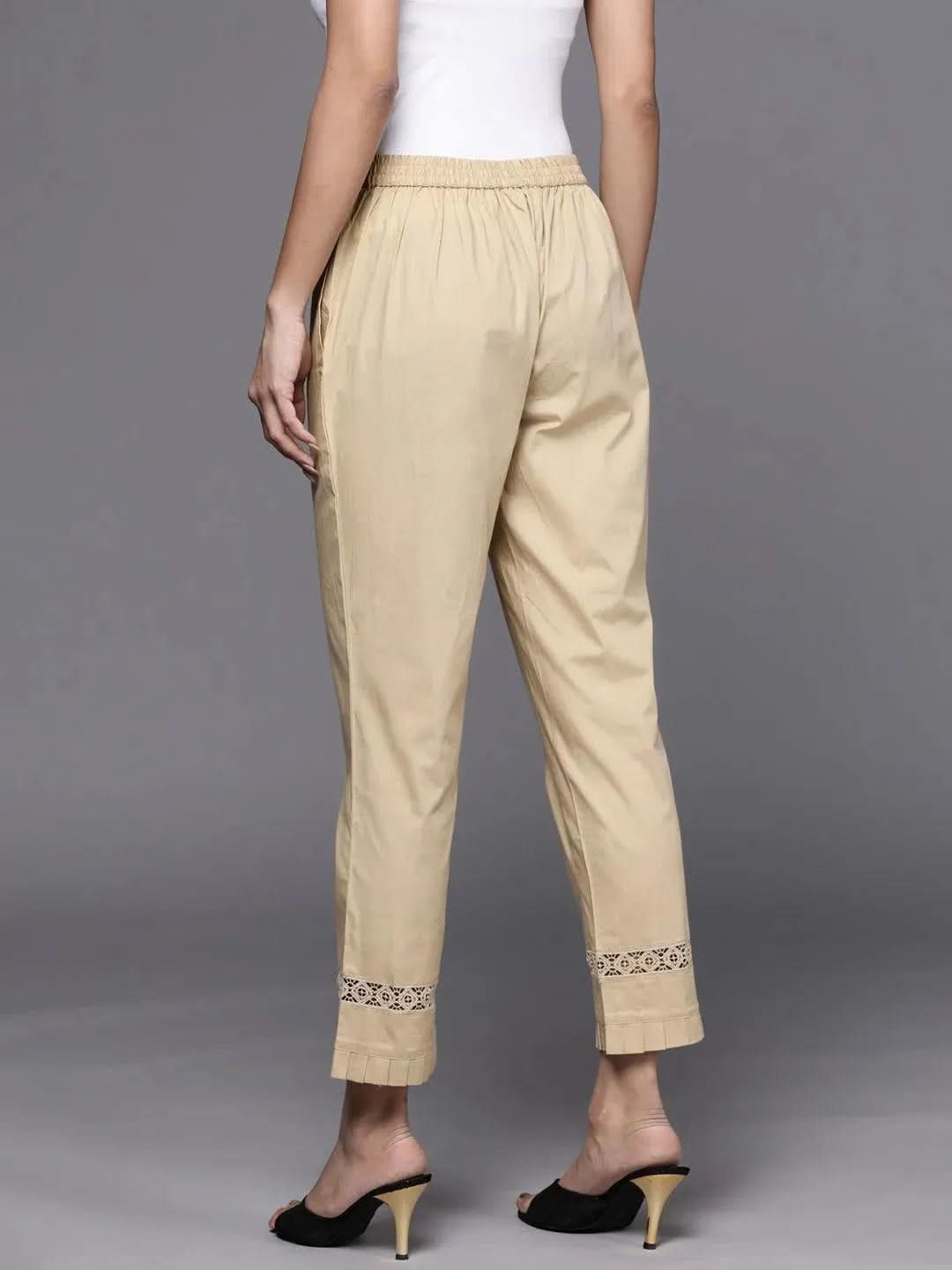 Beige Solid Cotton Trousers
Beige Solid Cotton Trousers