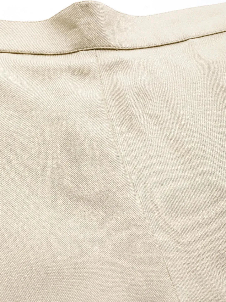 Beige Solid Pashmina Wool Trousers - Libas