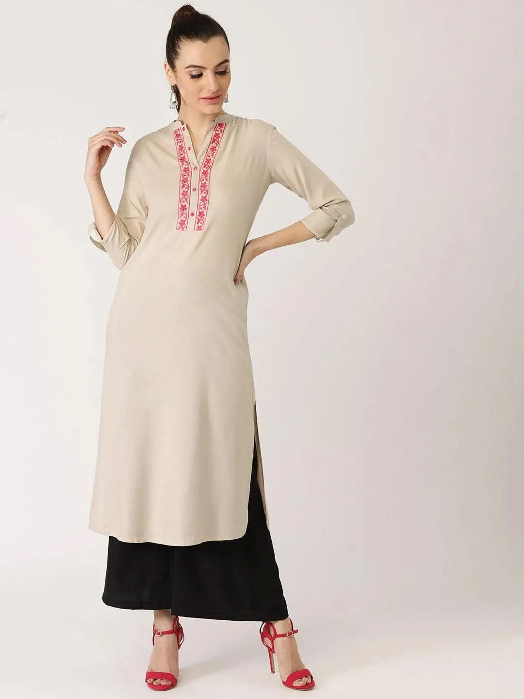 Beige Solid Rayon Kurta
Beige Solid Rayon Kurta