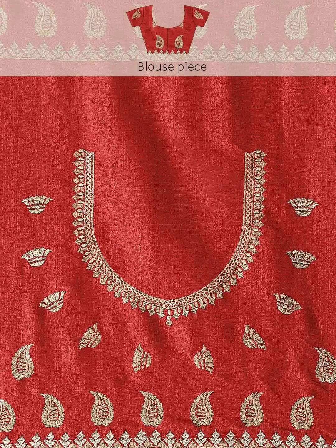 Beige Solid Silk Blend Saree - Libas
