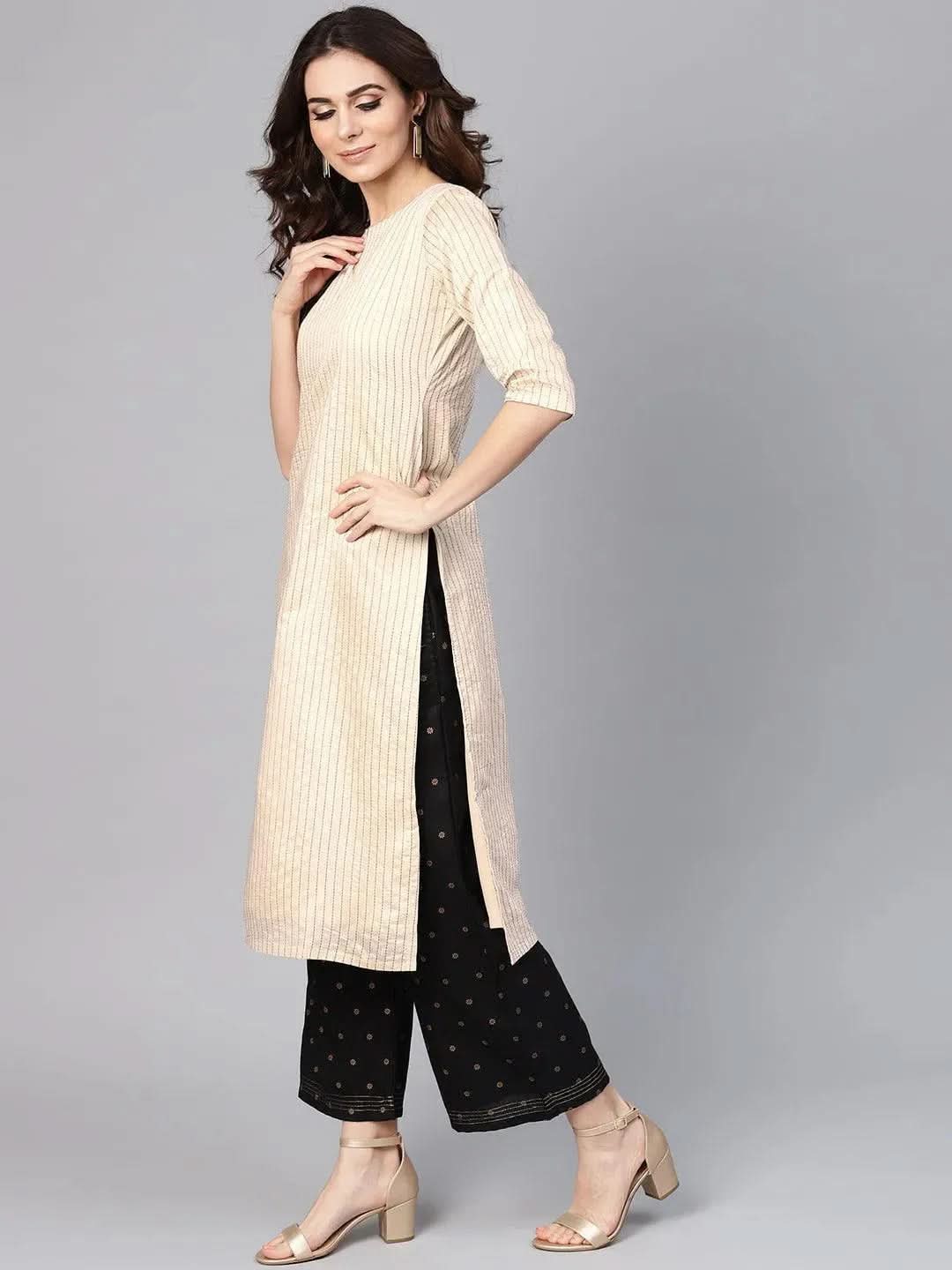 Buy Beige Striped Chanderi Kurta - 8361MJ-XS | Libas Ethnic Wear Online
Buy Beige Striped Chanderi Kurta - 8361MJ-XS | Libas Ethnic Wear Online