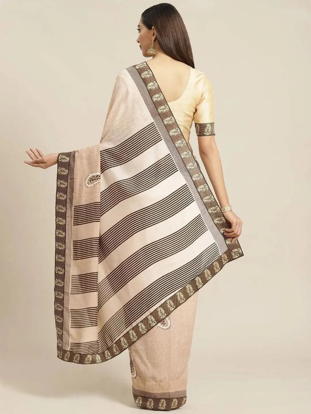 Beige Striped Chiffon Saree
Beige Striped Chiffon Saree