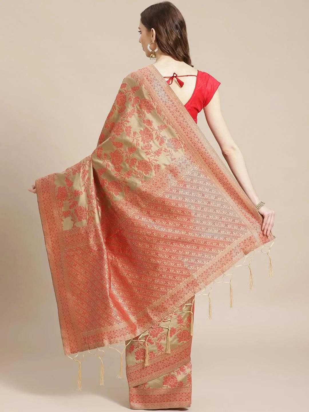 Beige Woven Design Brocade Saree
Beige Woven Design Brocade Saree