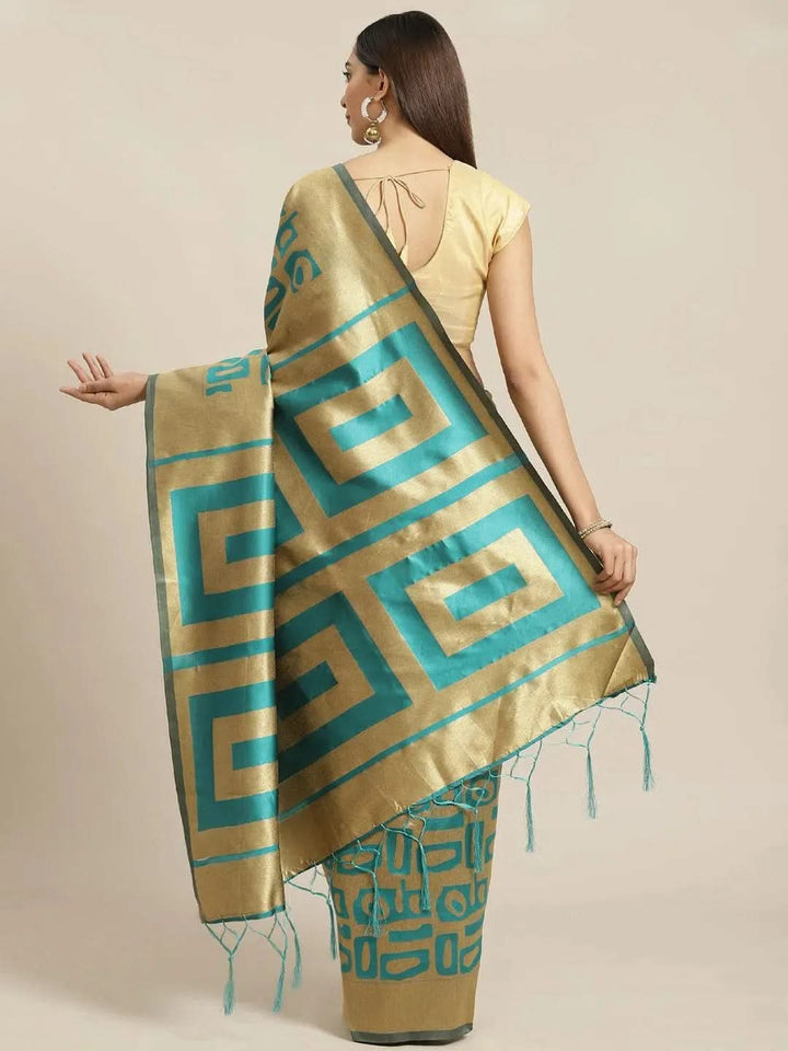 Beige Woven Design Brocade Saree - Libas
