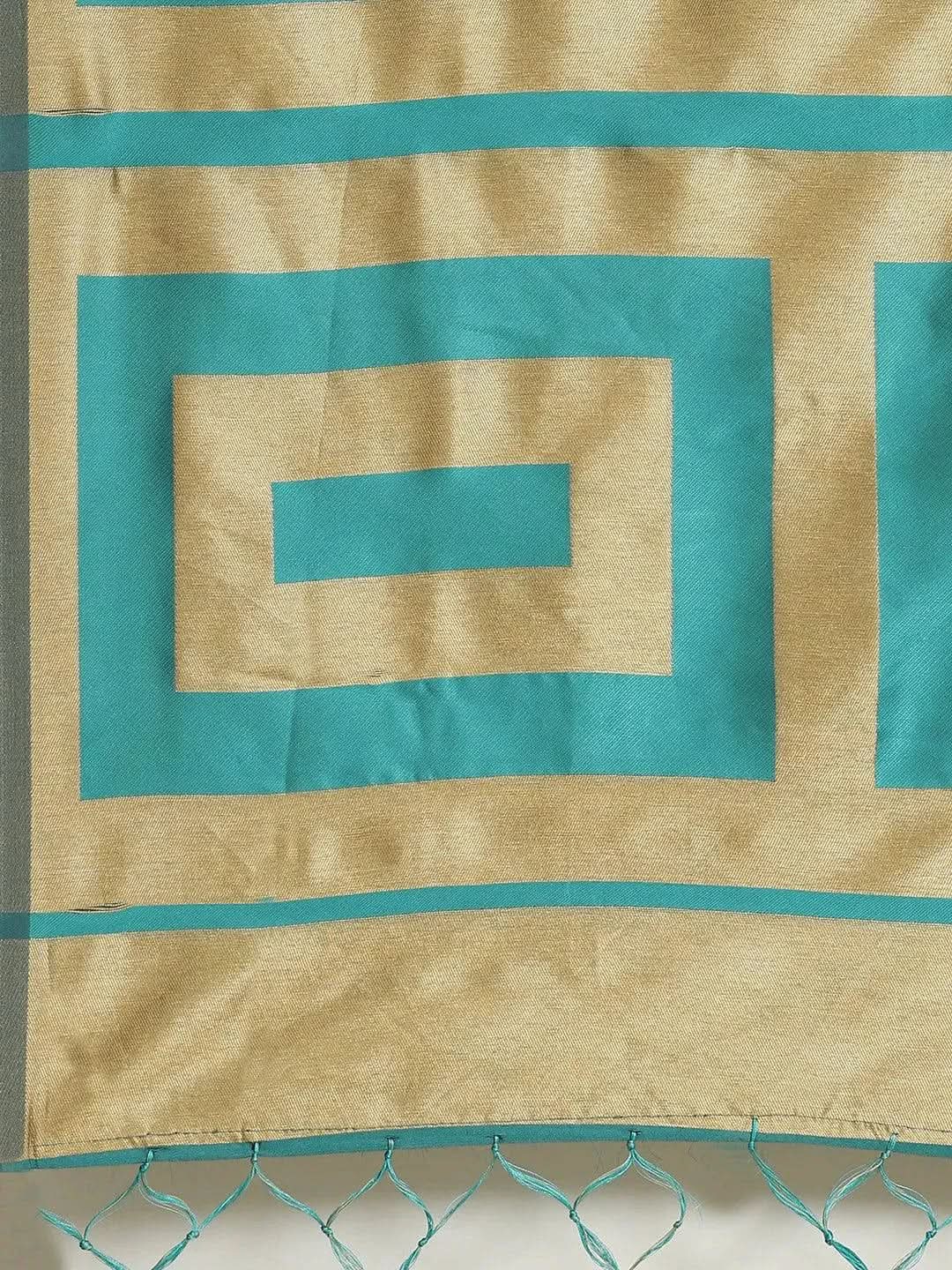 Beige Woven Design Brocade Saree - Libas