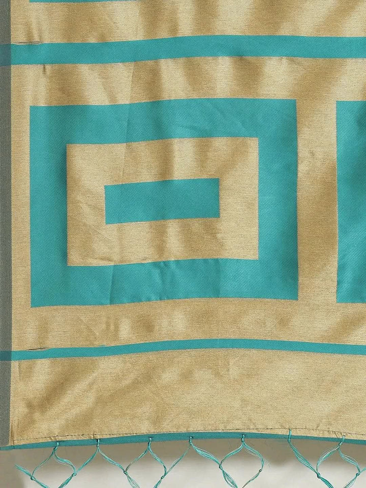 Beige Woven Design Brocade Saree - Libas