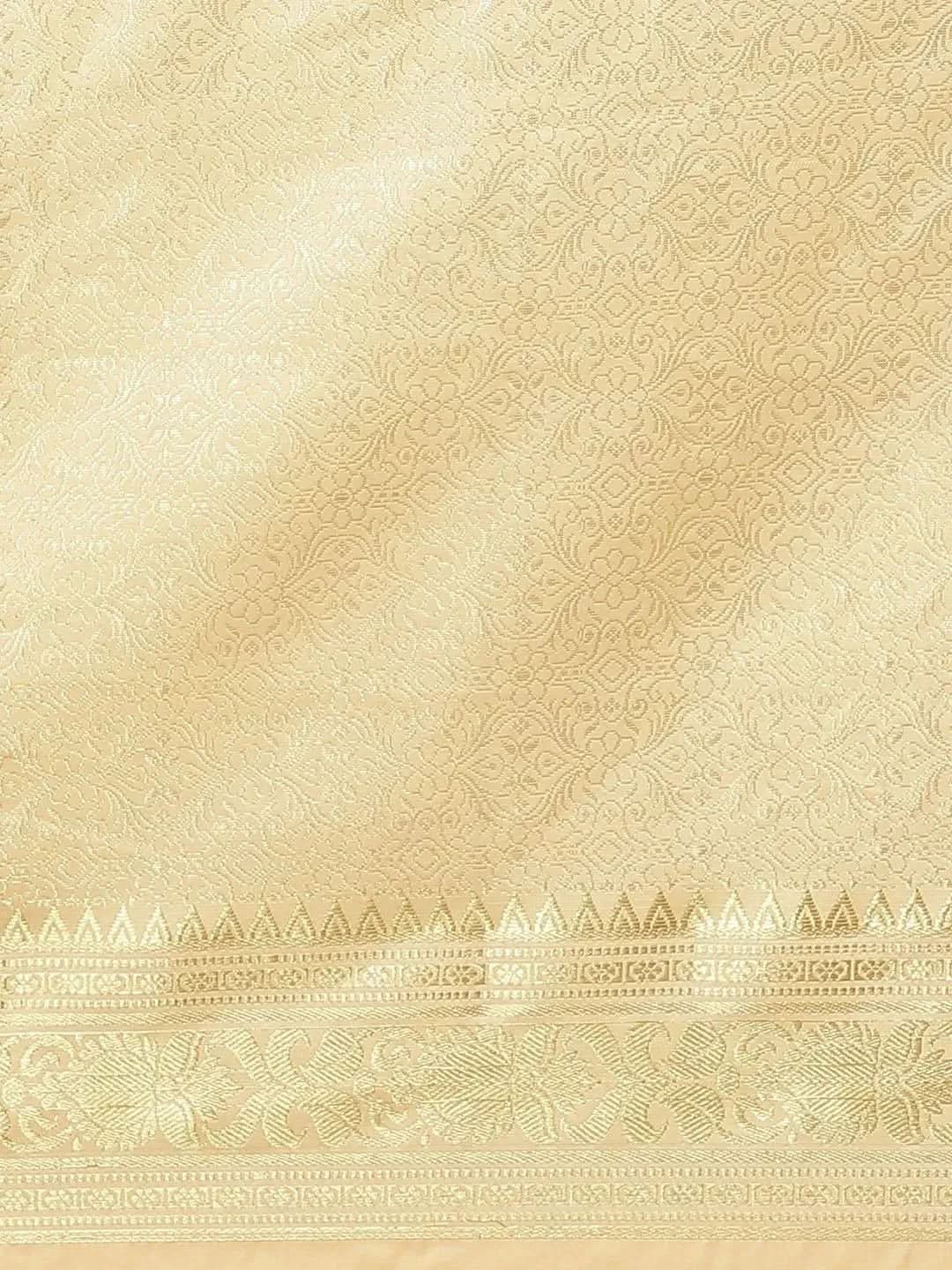 Beige Woven Design Brocade Saree - Libas