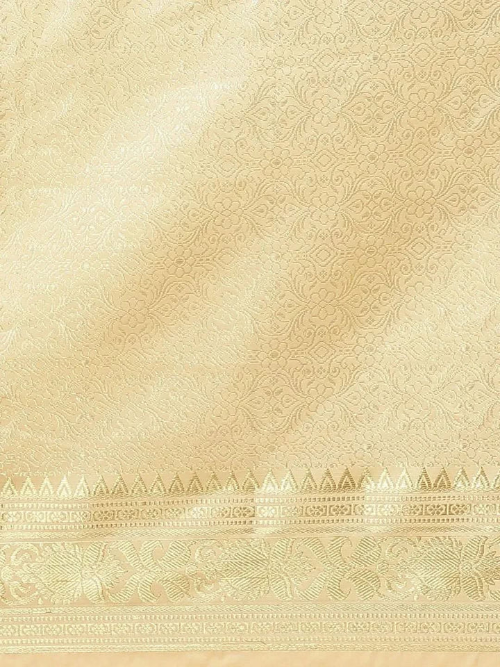 Beige Woven Design Brocade Saree - Libas