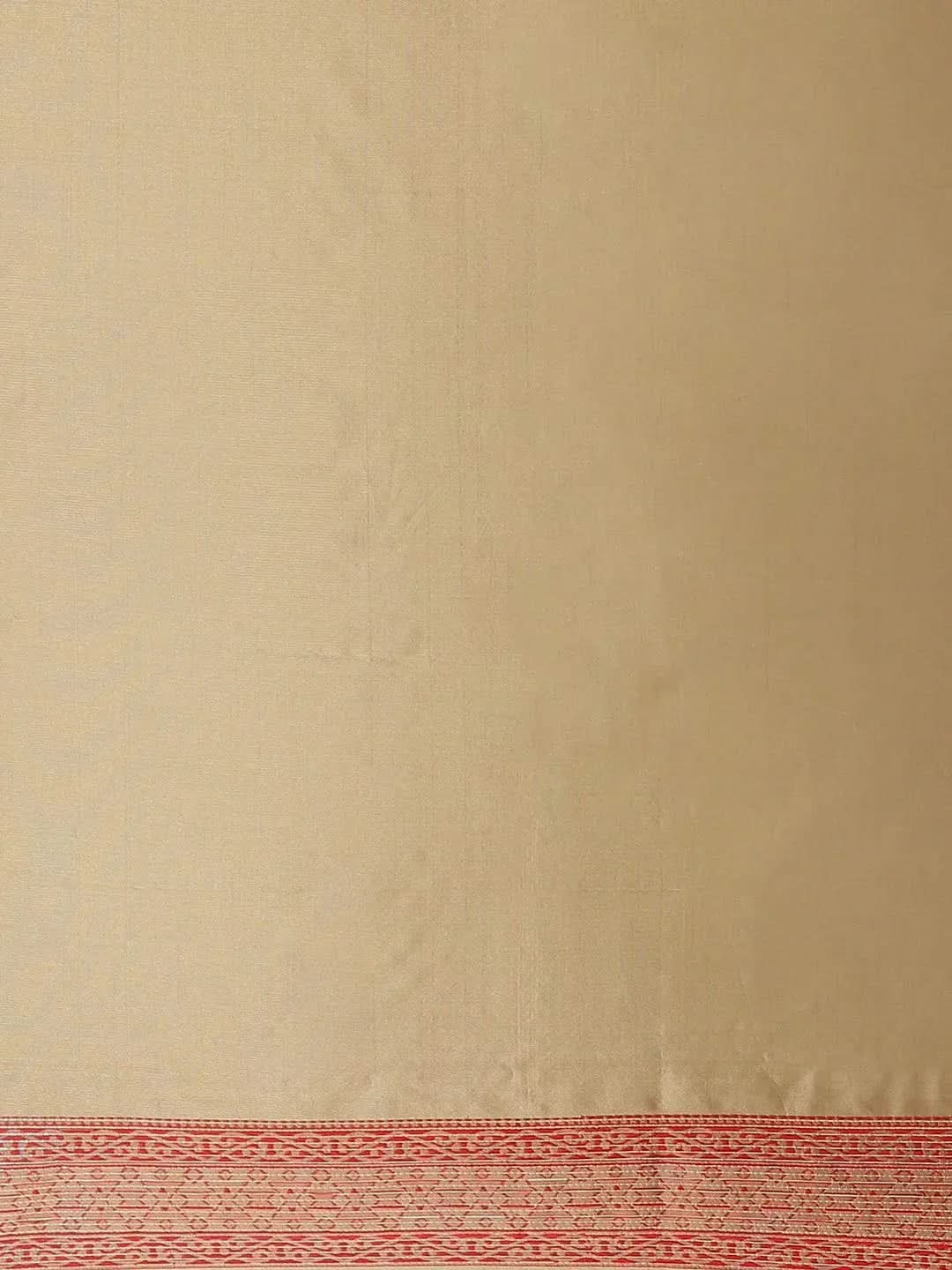 Beige Woven Design Brocade Saree - Libas