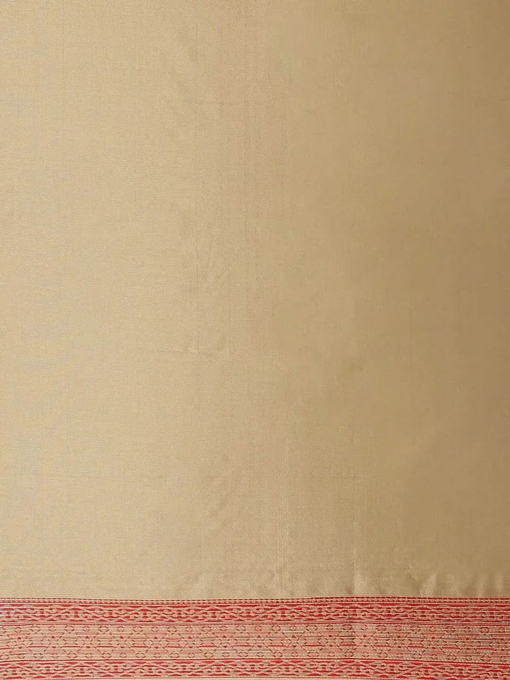 Beige Woven Design Brocade Saree - Libas