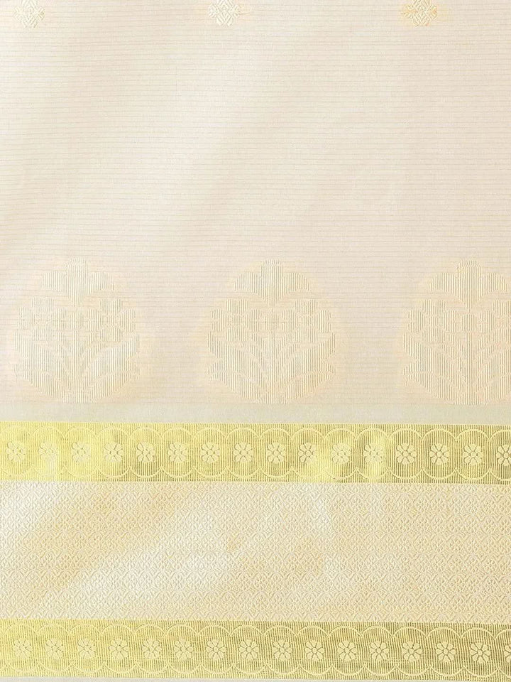 Beige Woven Design Cotton Saree - Libas