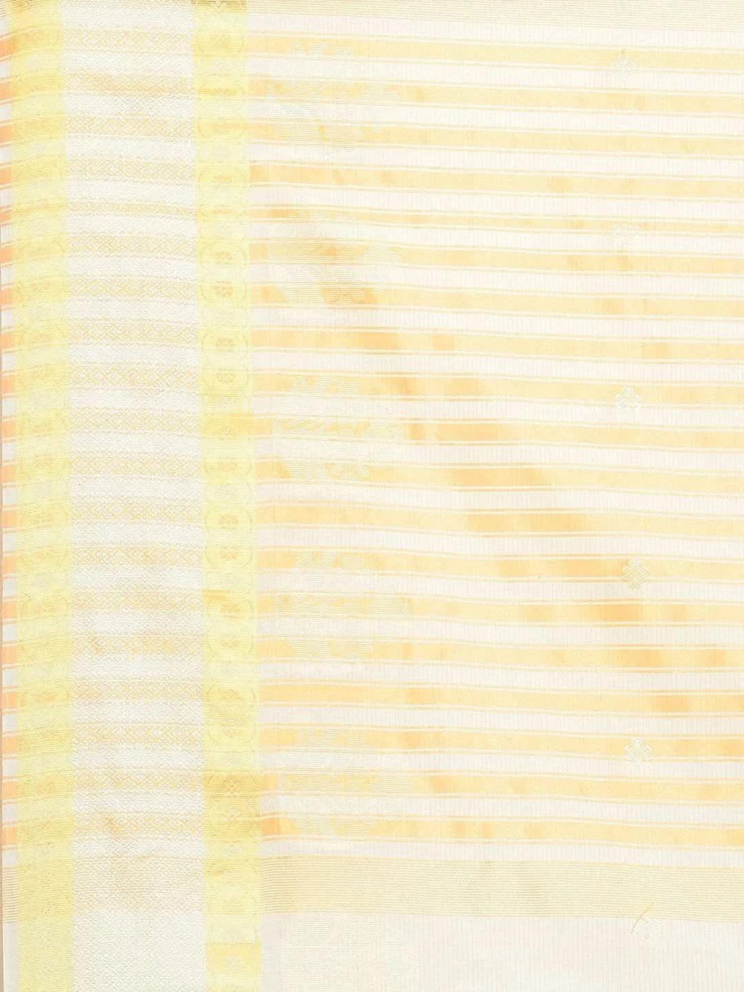 Beige Woven Design Cotton Saree - Libas