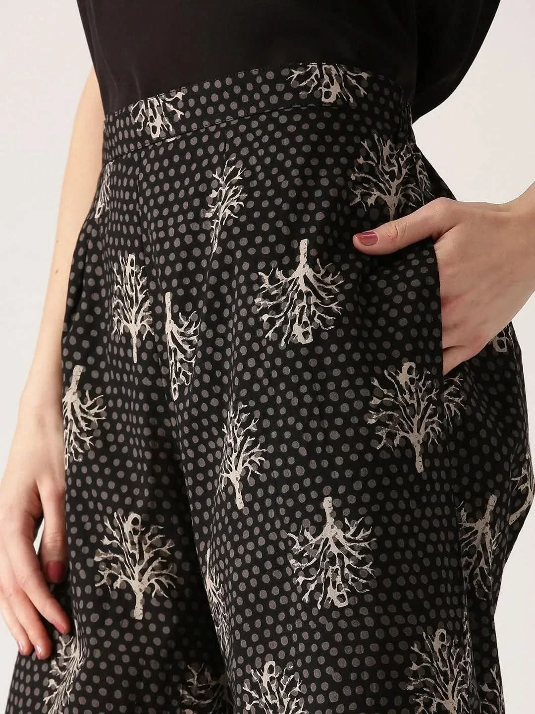 Black Abstract Cotton Palazzos
Black Abstract Cotton Palazzos