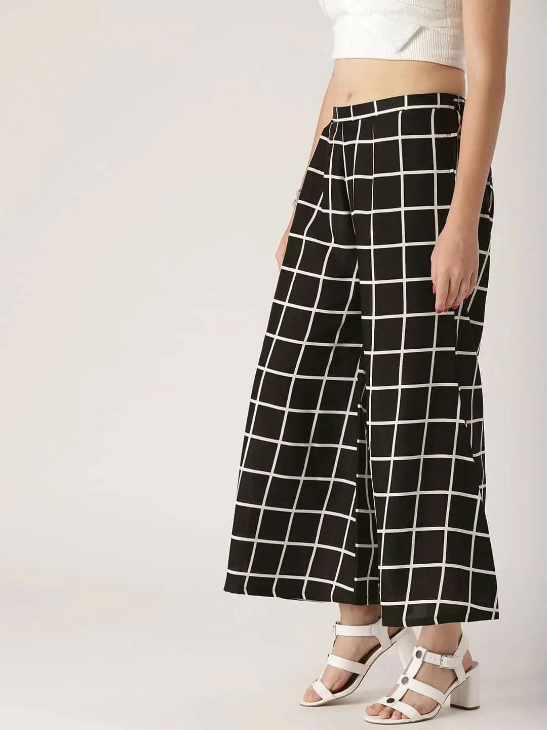 Buy Black Checkered Crepe Palazzos - PL513- | Libas Ethnic Wear Online
Buy Black Checkered Crepe Palazzos - PL513- | Libas Ethnic Wear Online