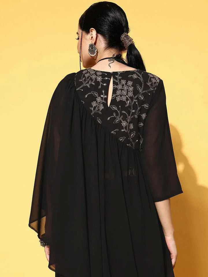 Black Embellished Georgette Co-Ords - Libas