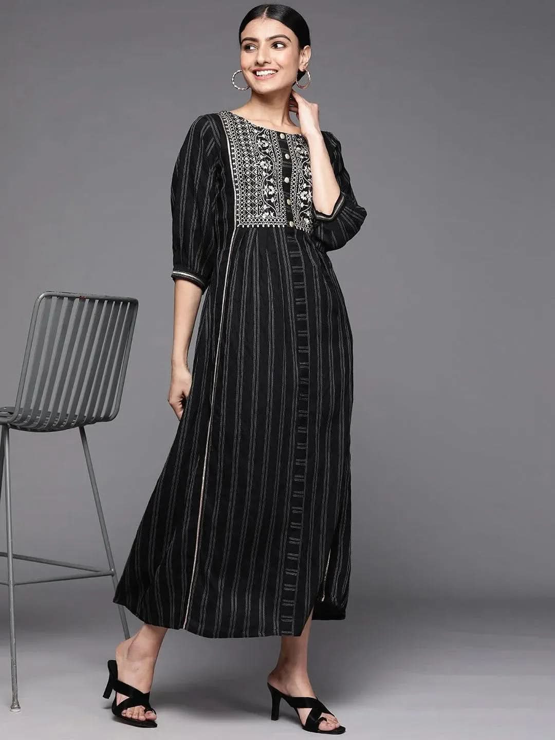 Buy Black Embroidered Cotton Dress - 23324O-XS | Libas Ethnic Wear Online
Buy Black Embroidered Cotton Dress - 23324O-XS | Libas Ethnic Wear Online