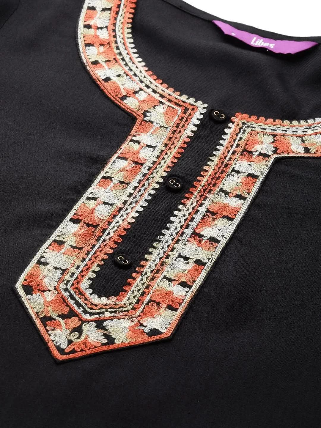 Black Embroidered Pashmina Wool Straight Kurta
Black Embroidered Pashmina Wool Straight Kurta