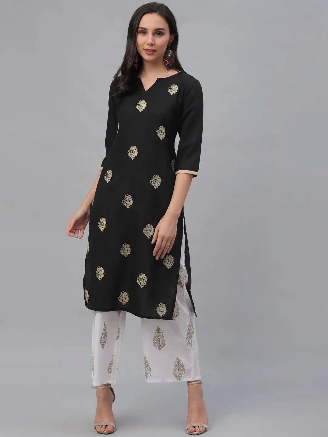 Buy Black Embroidered Rayon Kurta - 9083F-XS | Libas Ethnic Wear Online 
Buy Black Embroidered Rayon Kurta - 9083F-XS | Libas Ethnic Wear Online