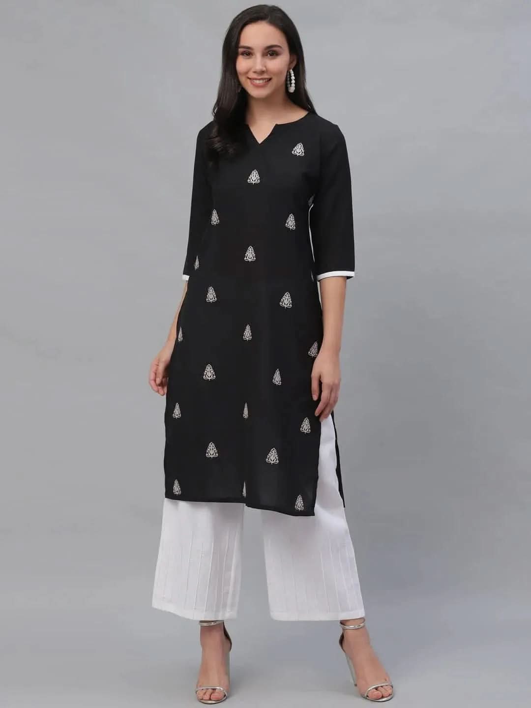 Black Embroidered Rayon Kurta
Black Embroidered Rayon Kurta