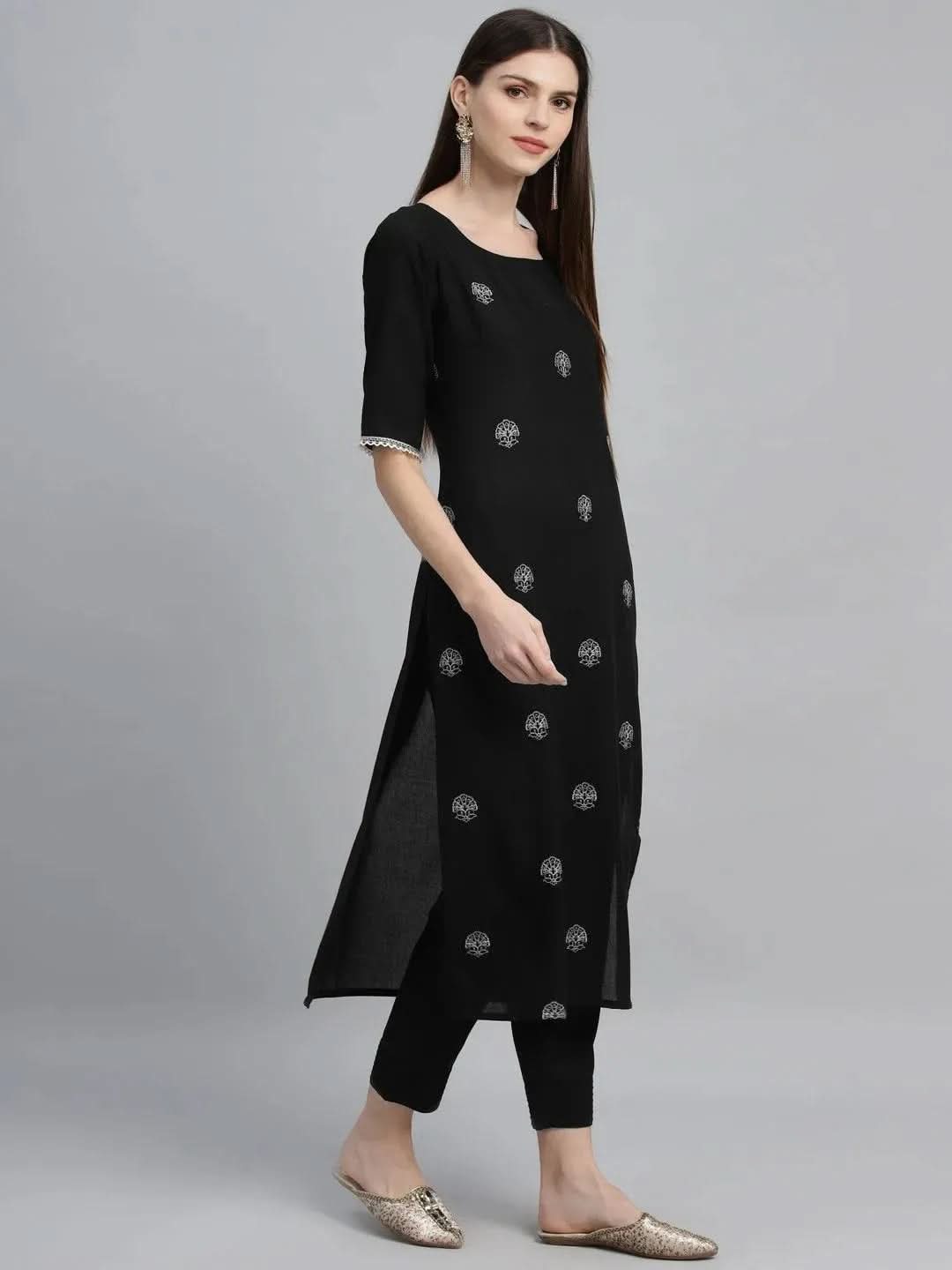 Black Embroidered Rayon Kurta
Black Embroidered Rayon Kurta