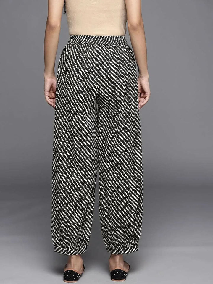Black Printed Cotton Salwar Pants - Libas