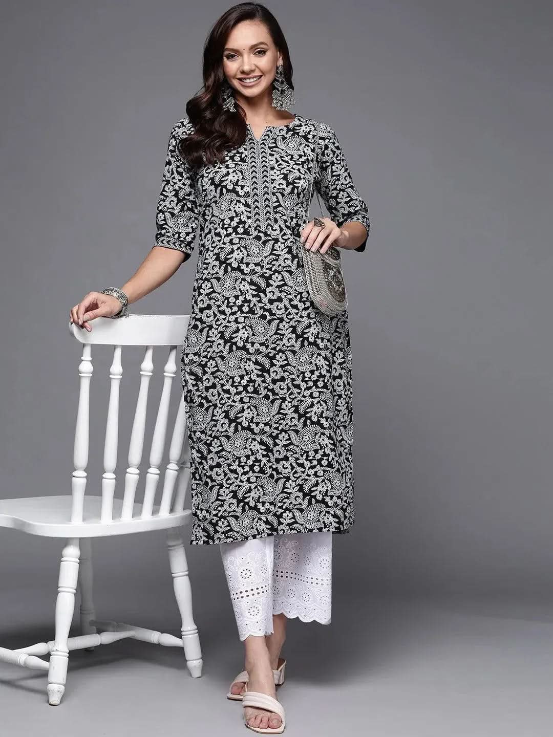 Black Printed Cotton Straight Kurta
Black Printed Cotton Straight Kurta