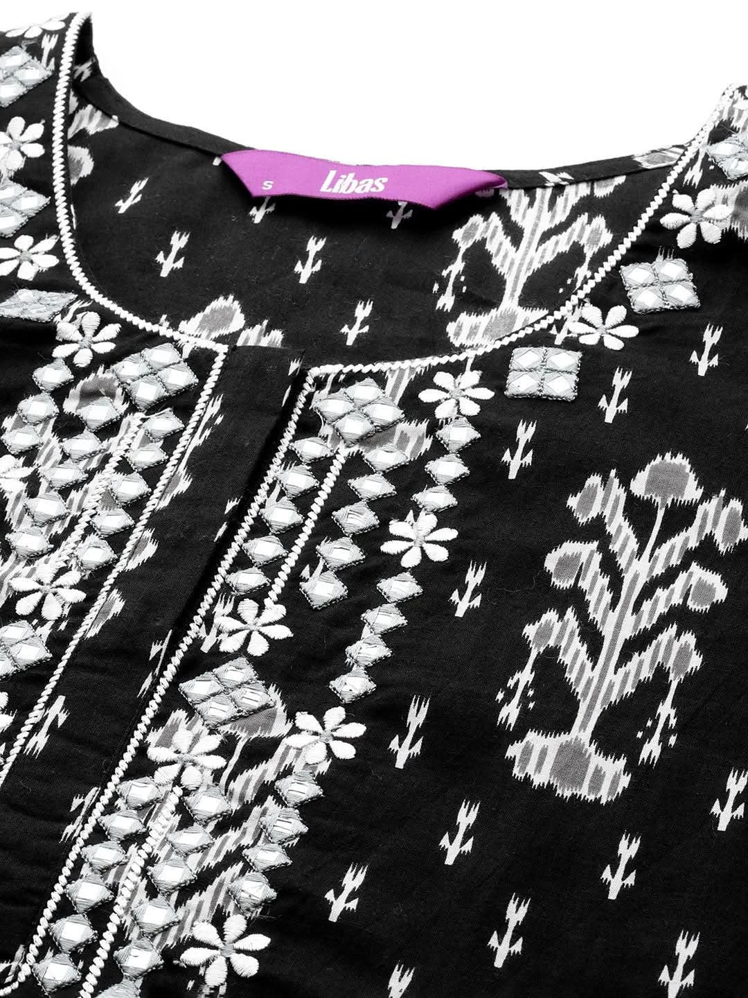 Black Printed Cotton Straight Kurta With Trousers & Dupatta
Black Printed Cotton Straight Kurta With Trousers & Dupatta