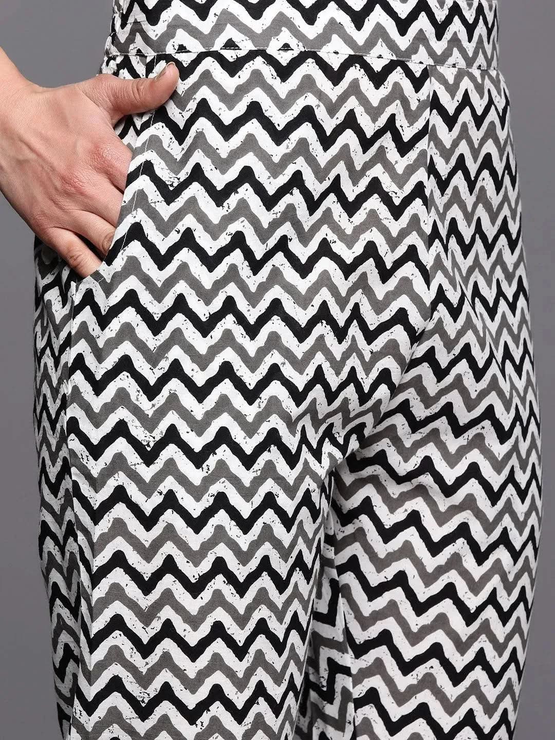 Black Printed Cotton Straight Kurta With Trousers & Dupatta
Black Printed Cotton Straight Kurta With Trousers & Dupatta