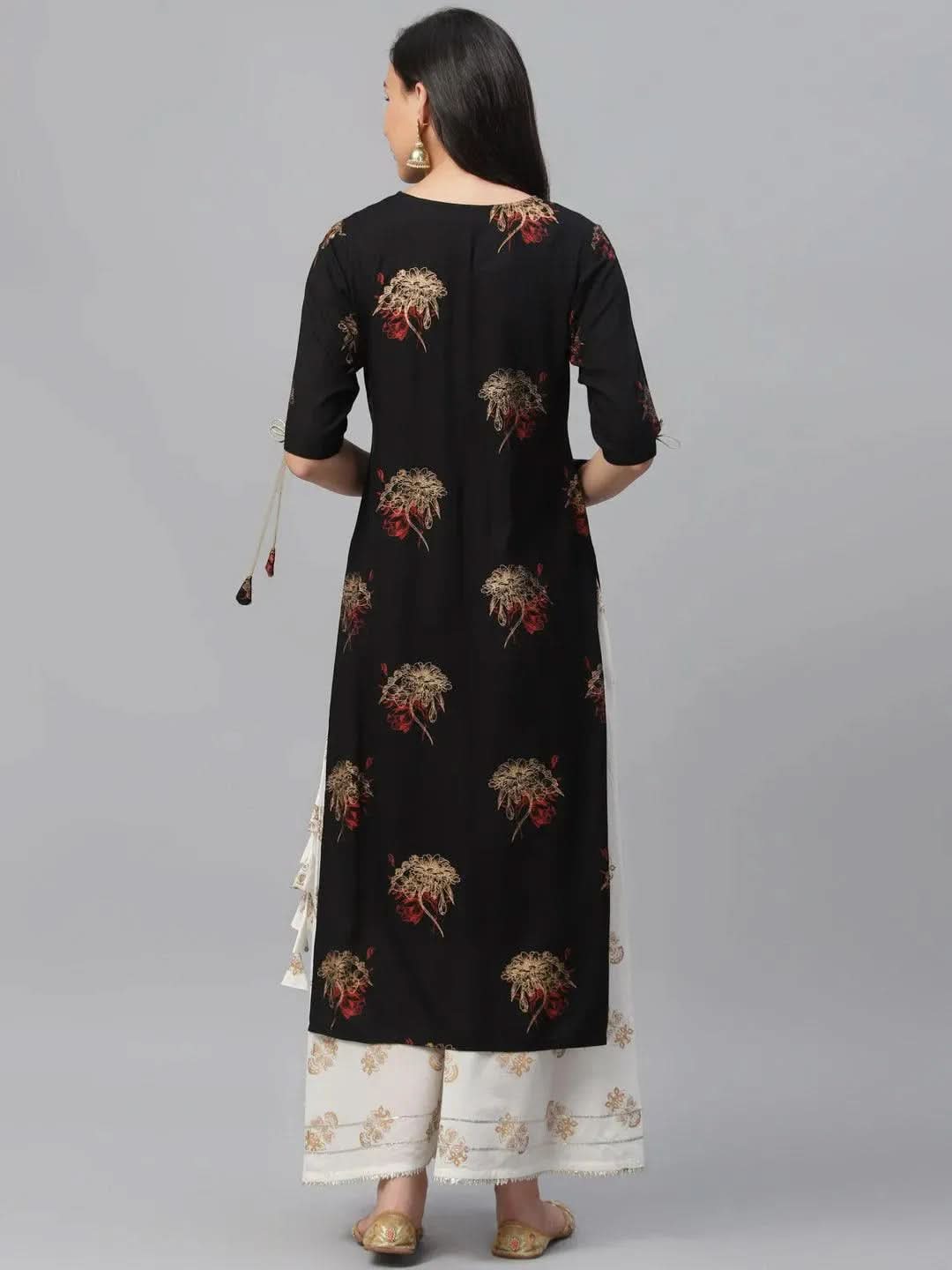 Black Printed Rayon Kurta 
Black Printed Rayon Kurta