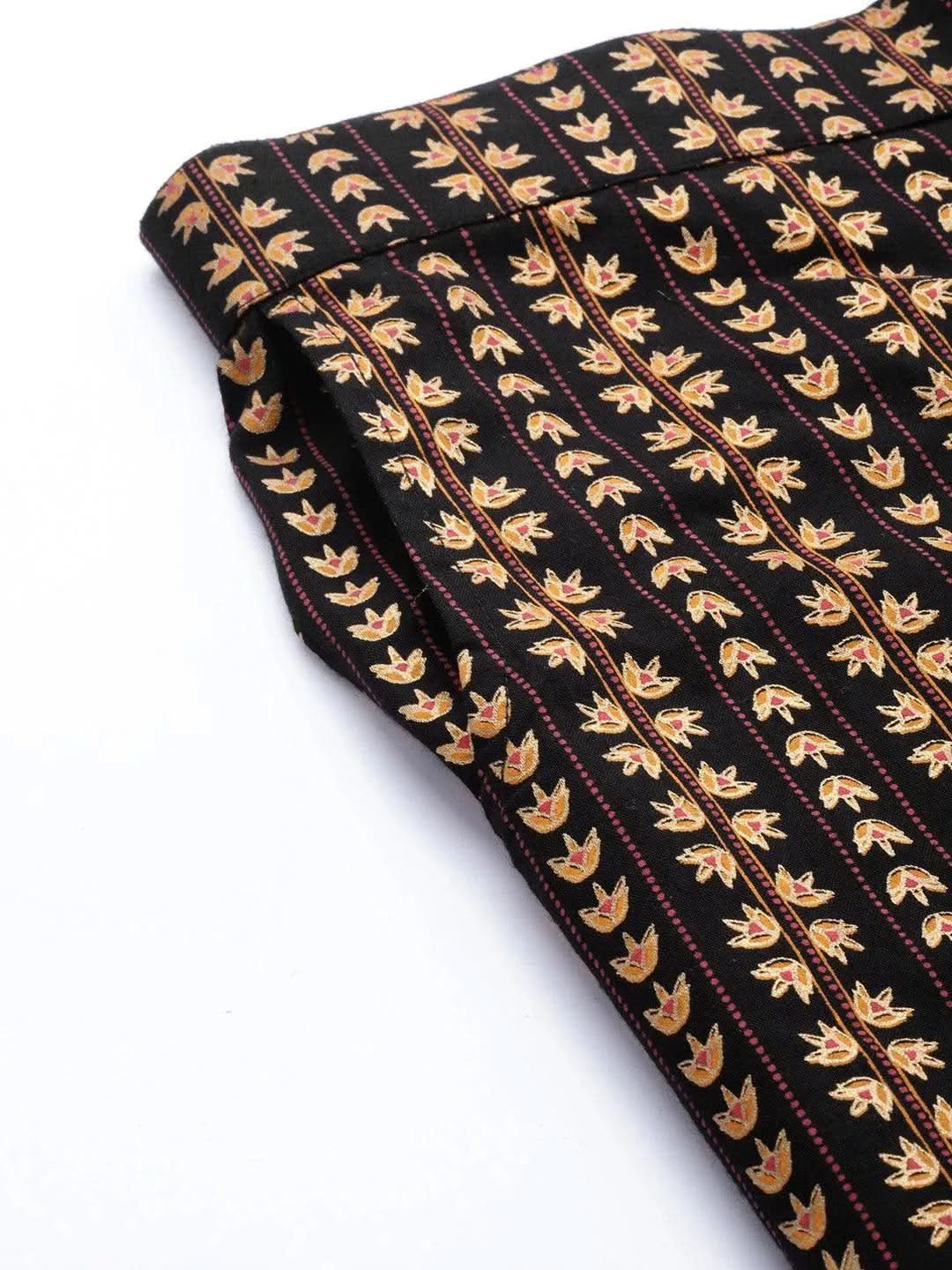 Black Printed Rayon Trousers 
Black Printed Rayon Trousers