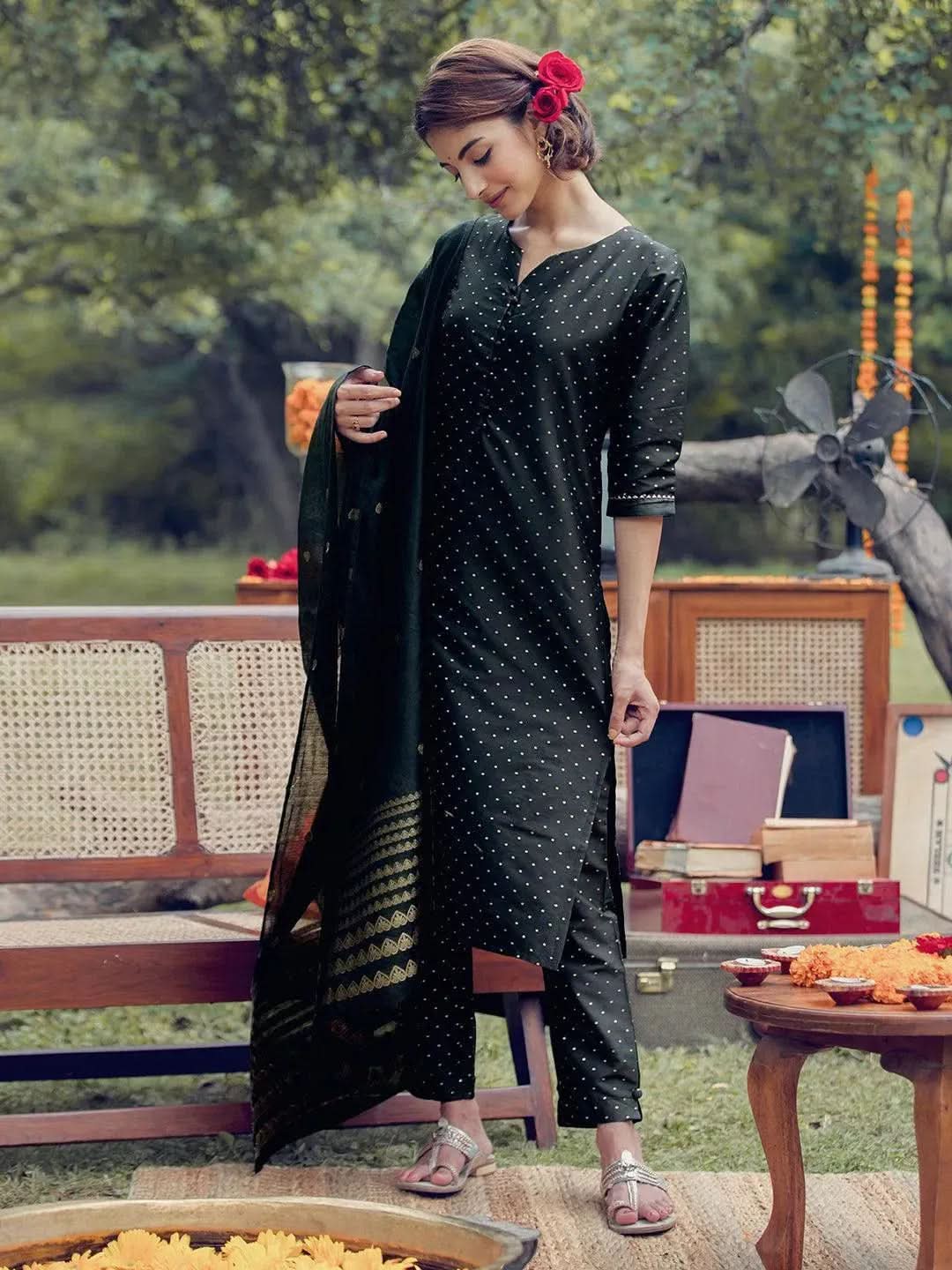 Buy Black Self Design Art Silk Suit Set - 20199O- | Libas Ethnic Wear Online
Buy Black Self Design Art Silk Suit Set - 20199O- | Libas Ethnic Wear Online
