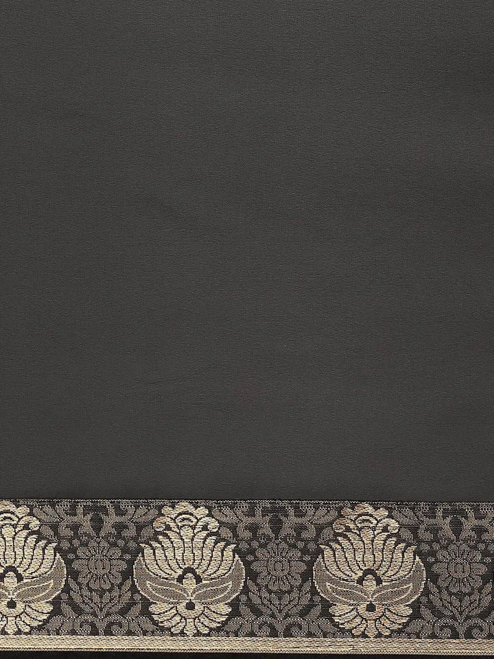 Black Solid Chiffon Saree - Libas