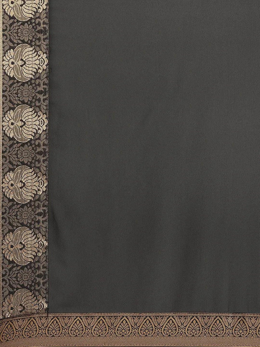 Black Solid Chiffon Saree - Libas