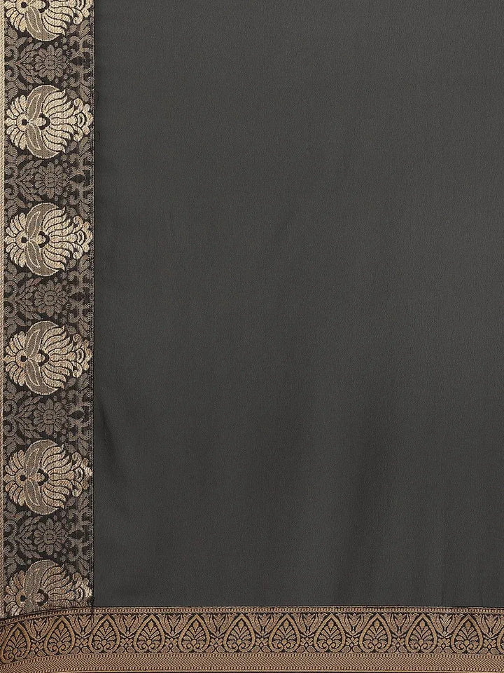 Black Solid Chiffon Saree - Libas