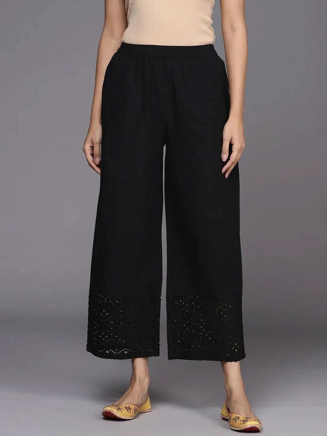Black Solid Cotton Palazzos
Black Solid Cotton Palazzos
