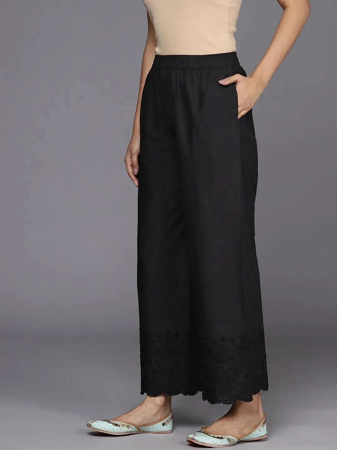 Black Solid Cotton Palazzos
Black Solid Cotton Palazzos