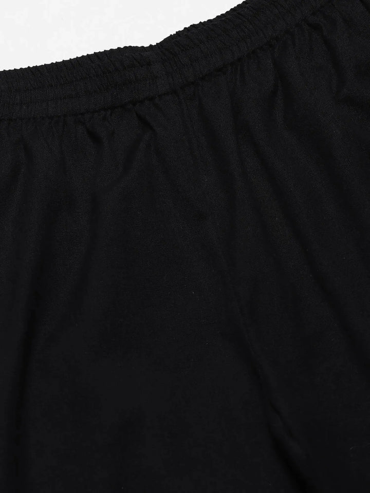 Black Solid Cotton Palazzos - Libas