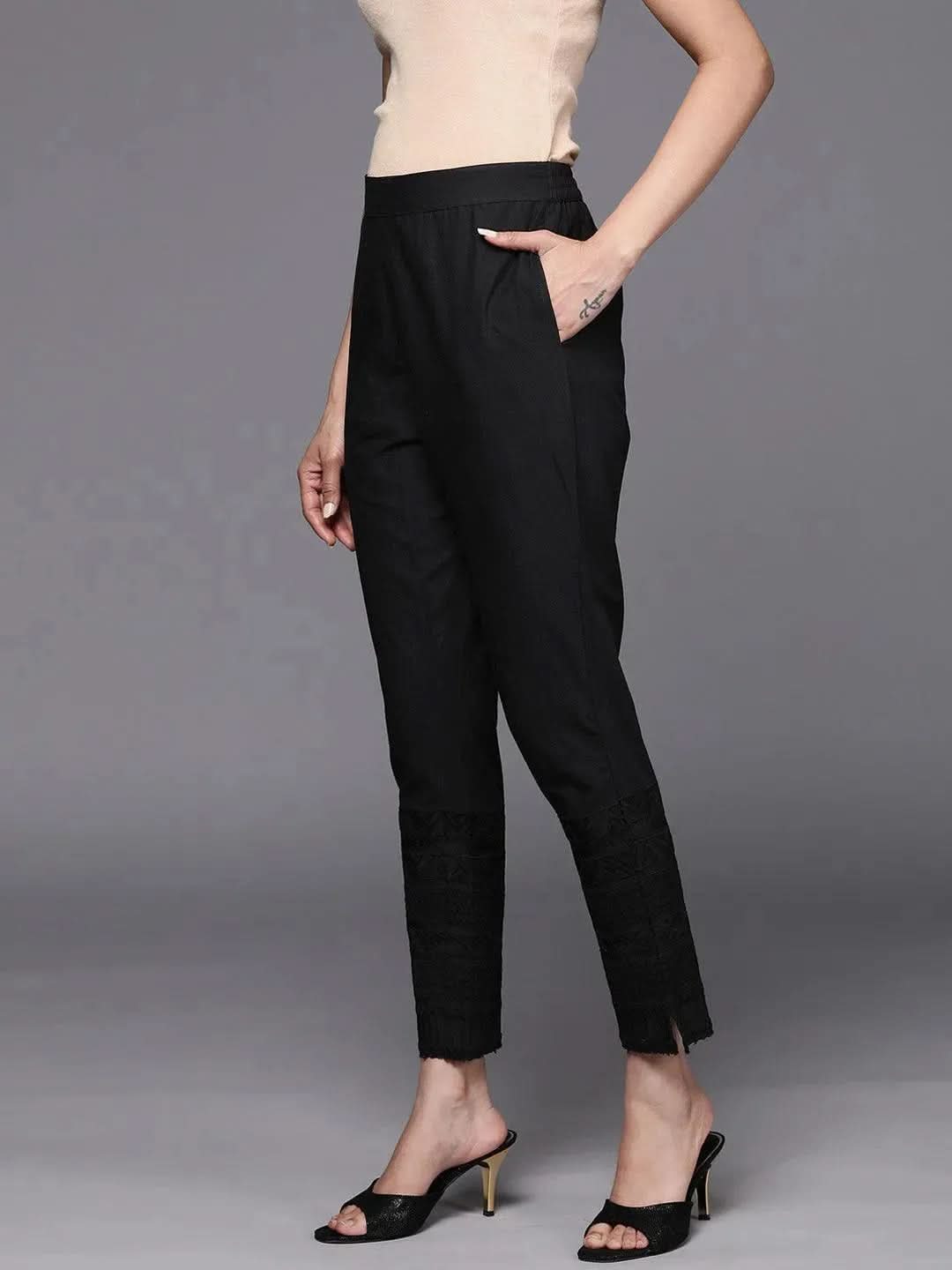 Black Solid Cotton Trousers
Black Solid Cotton Trousers