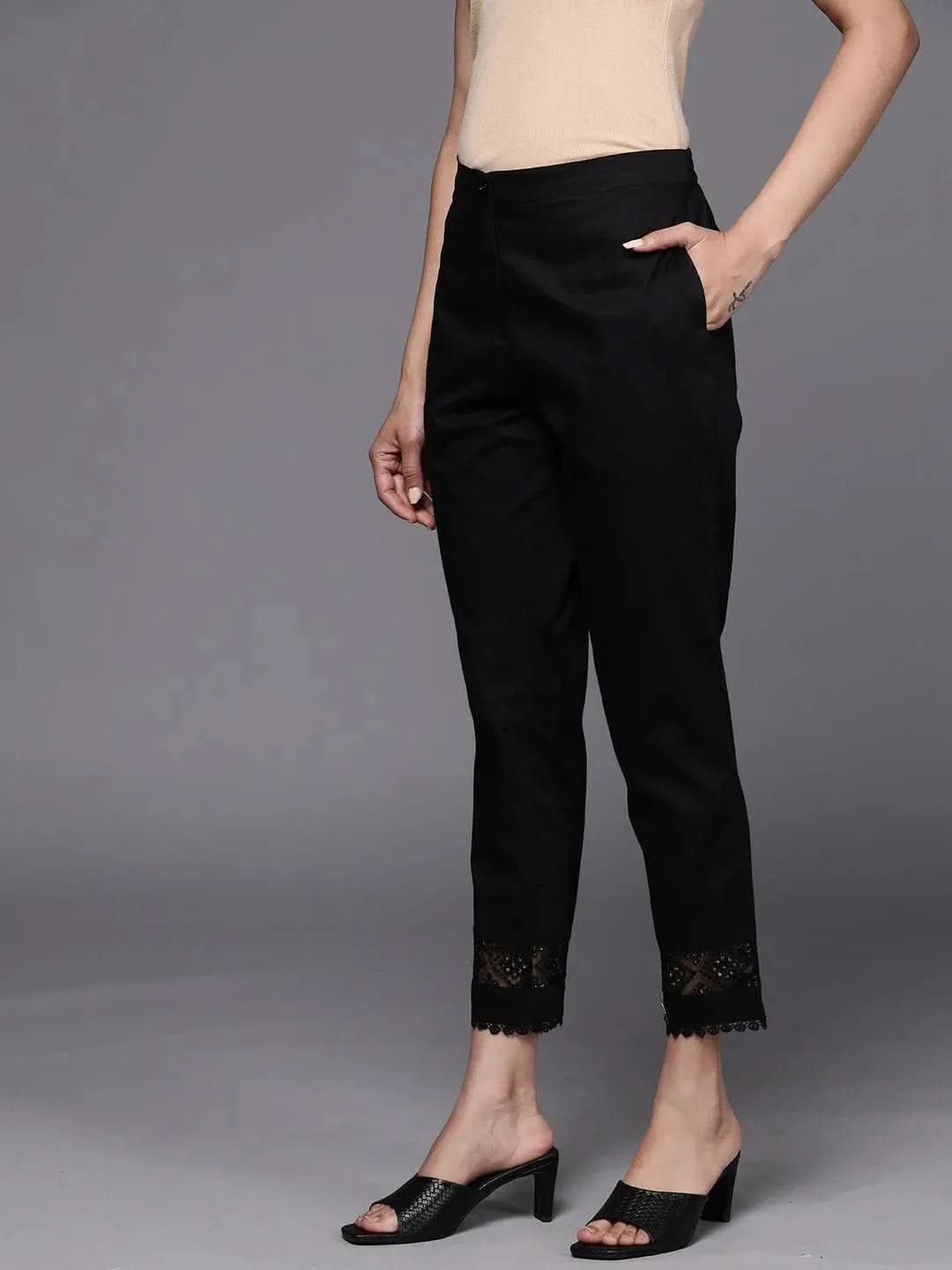 Black Solid Cotton Trousers
Black Solid Cotton Trousers
