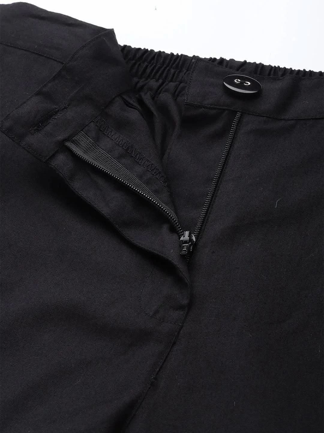 Black Solid Cotton Trousers
Black Solid Cotton Trousers