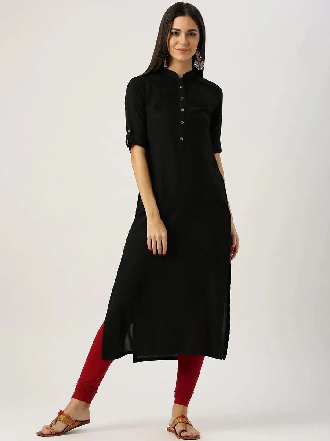 Black Solid Rayon Kurta
Black Solid Rayon Kurta