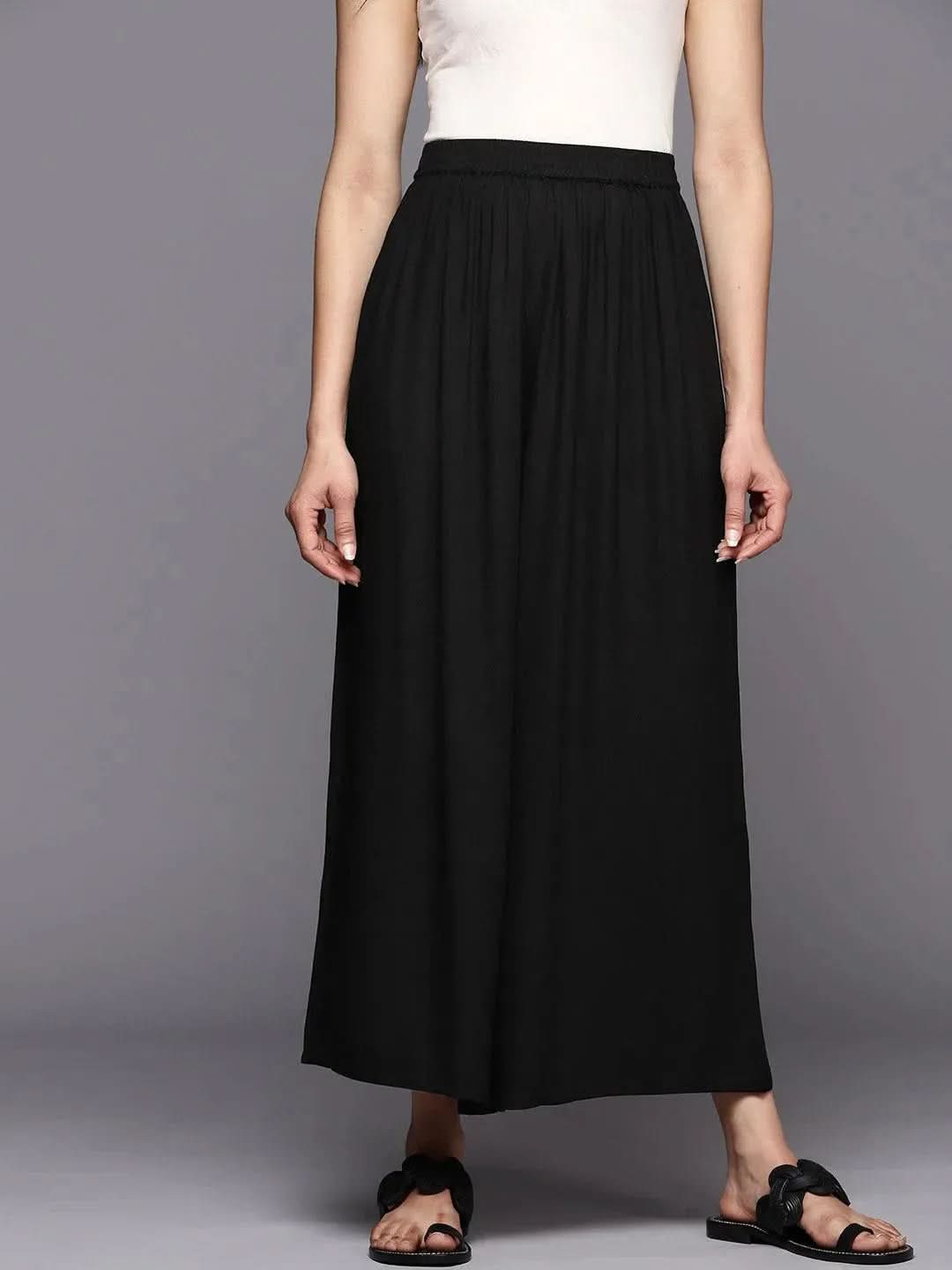 Black Solid Rayon Palazzos
Black Solid Rayon Palazzos