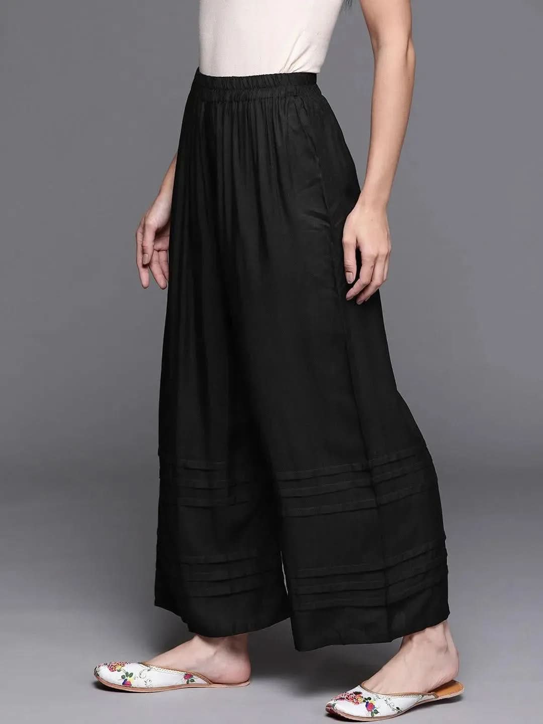 Buy Black Solid Rayon Palazzos - PL916O- | Libas Ethnic Wear Online
Buy Black Solid Rayon Palazzos - PL916O- | Libas Ethnic Wear Online